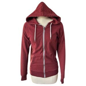 BDG dark red zip up hoodie